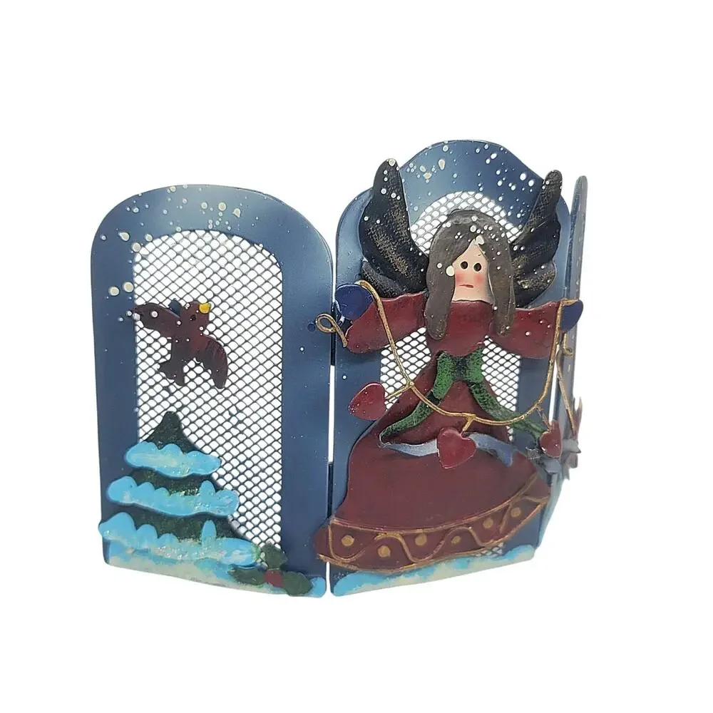 Tabletop Art Folk Metal Christmas Trifold Screen 5
